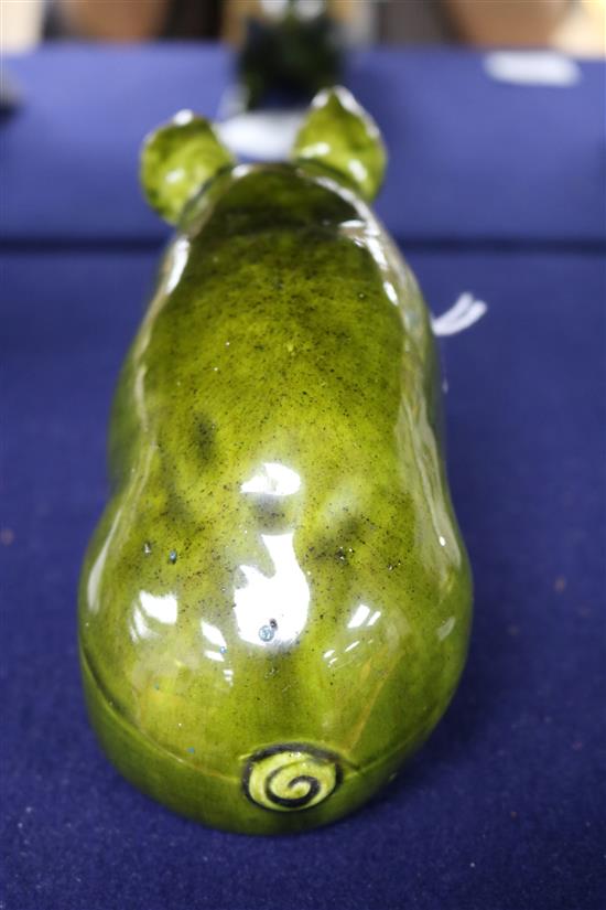 A Wemyss green-glazed seated pig